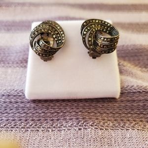 Beautiful, English Marcasite pierced earrings.